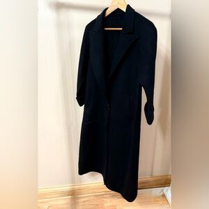 Classic Hand-Made Black Wool Women’s Long Coat Size M